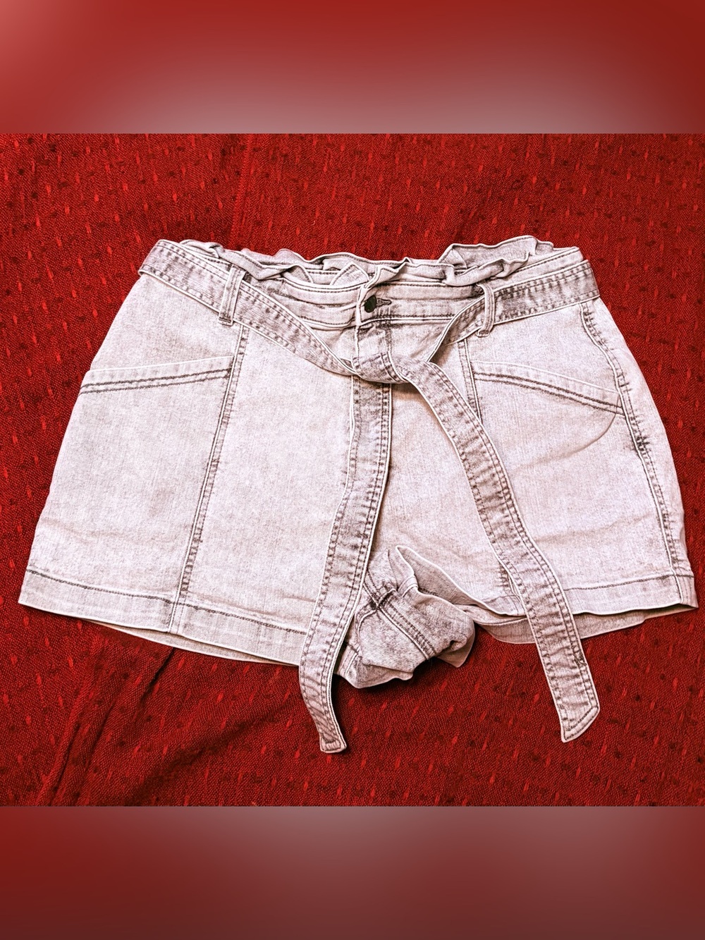 Universal Thread Light Wash Paperbag Waist Denim Shorts